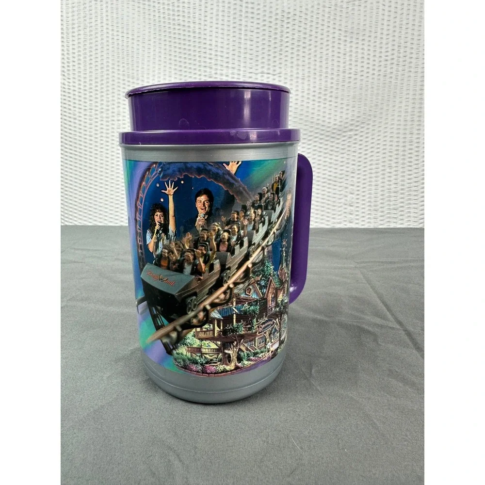 VTG Dollywood 2000 Pigeon Forge TN Whirley Thermo Insulated Plastic Mug Cup Lid